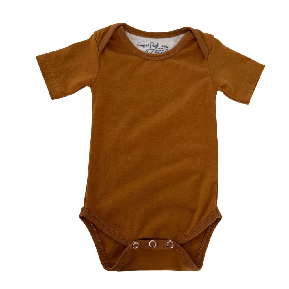Copper Pearl Baby Bodysuit Short Sleeve Camel Brown 0-3 Months from Nordstrom